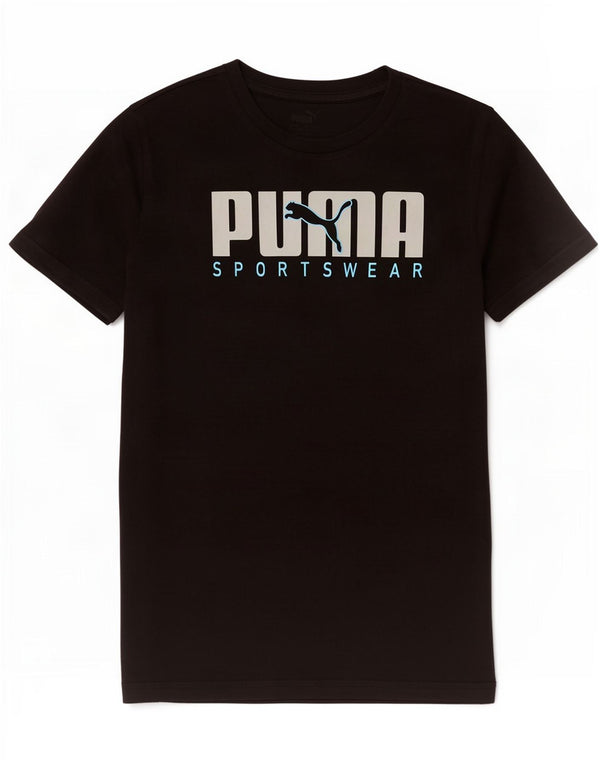 Puma Boys Graphic T-Shirt Top 13-14 Years Black Cotton