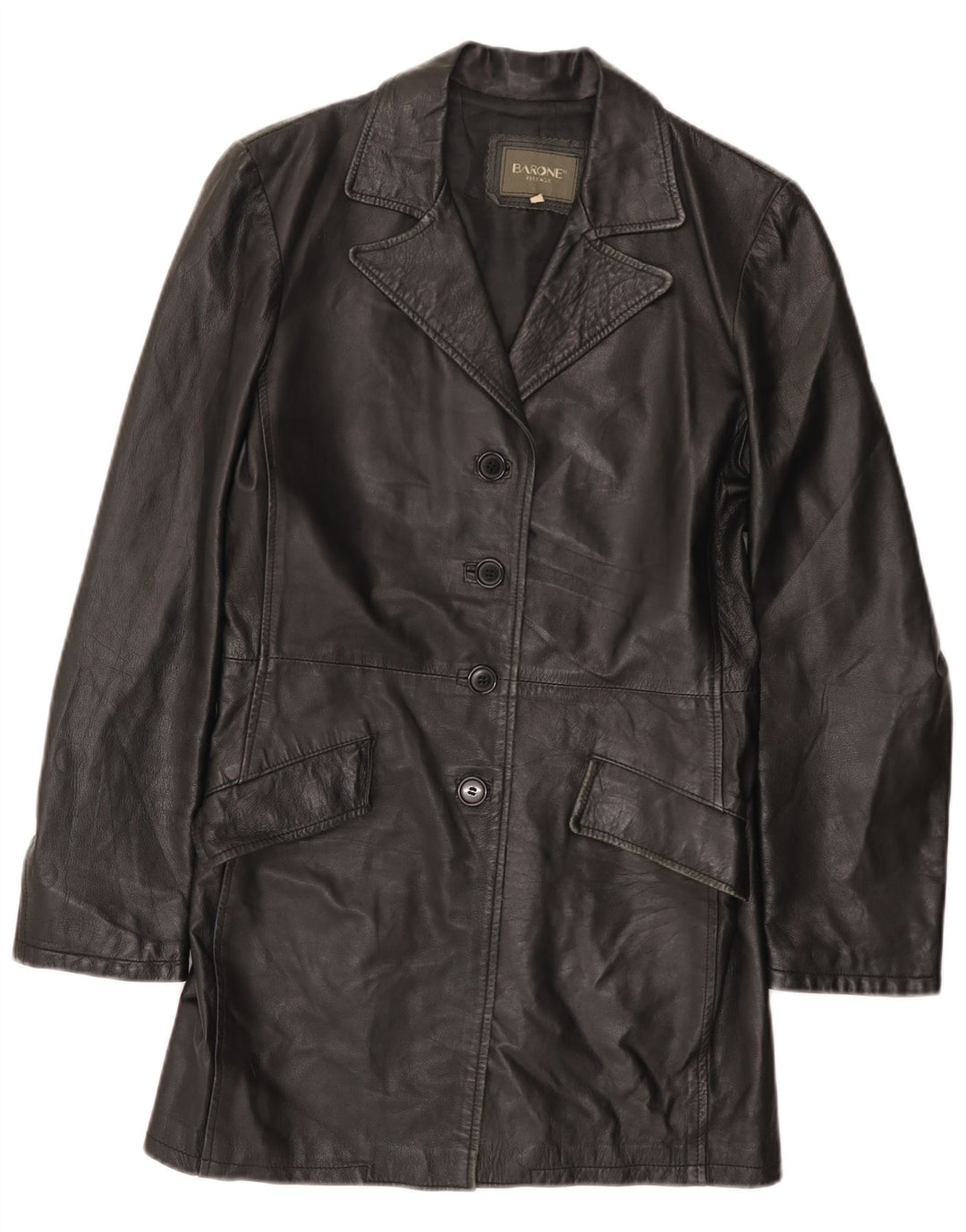 Cappotto in pelle da donna Barone UK 12 Medio in pelle nera
