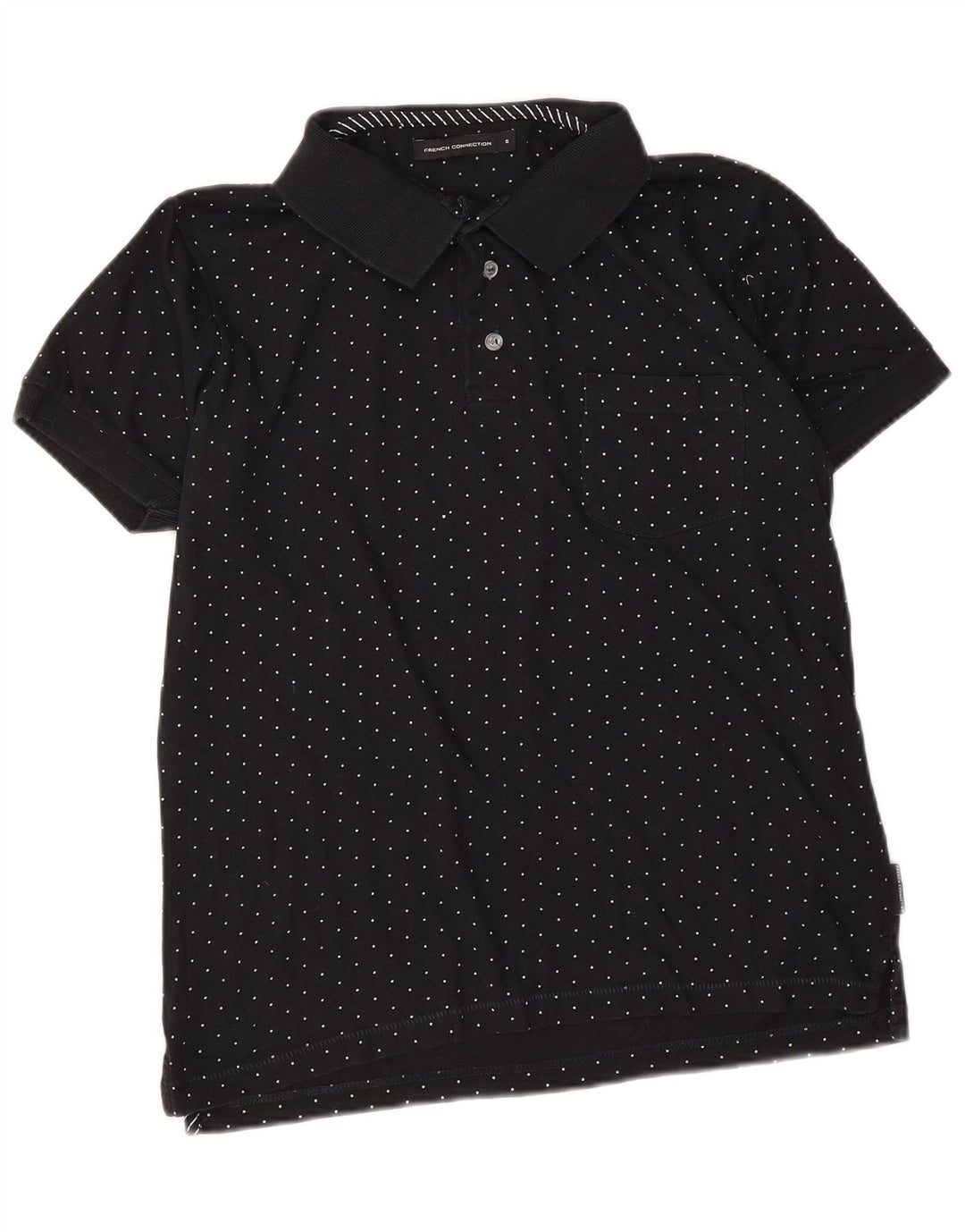 Polo da uomo French Connection piccola in cotone maculato nero