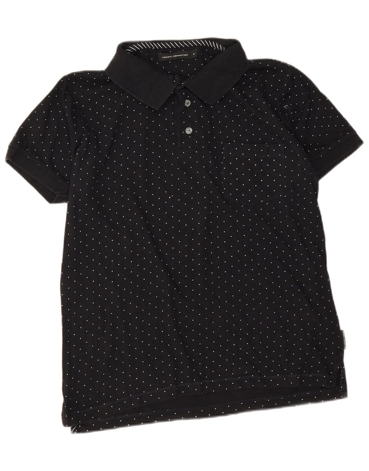 Polo da uomo French Connection piccola in cotone maculato nero