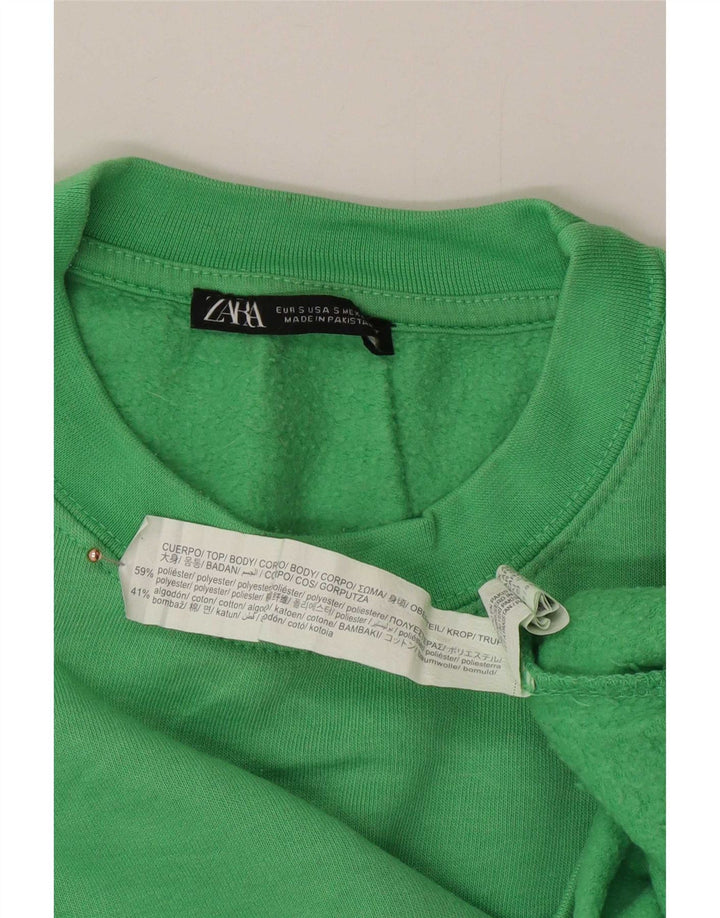 Felpa corta oversize da donna Zara, maglione, UK 10, piccola, verde, in poliestere