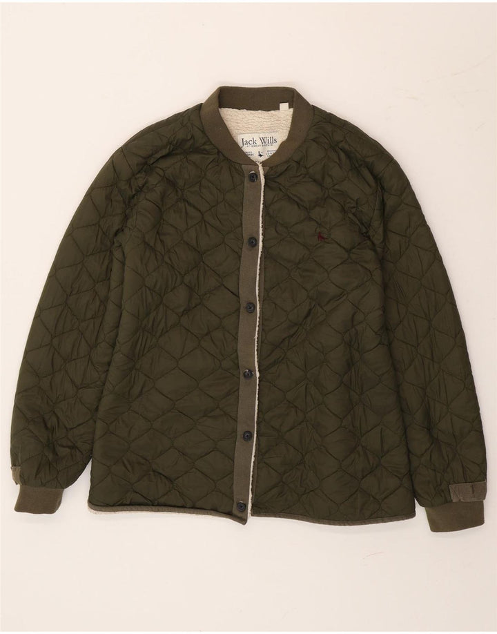 Giacca trapuntata Sherpa da donna Jack Wills UK 14 Large Verde in poliammide