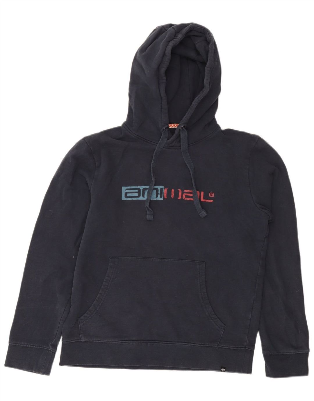 Felpa con cappuccio grafica da uomo con animali, piccola, in cotone blu navy