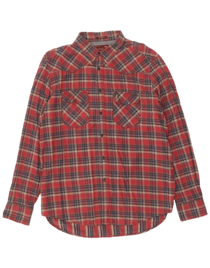 Camicia in flanella vestibilità regolare da uomo Marlboro Classics 3XL a quadri rossi