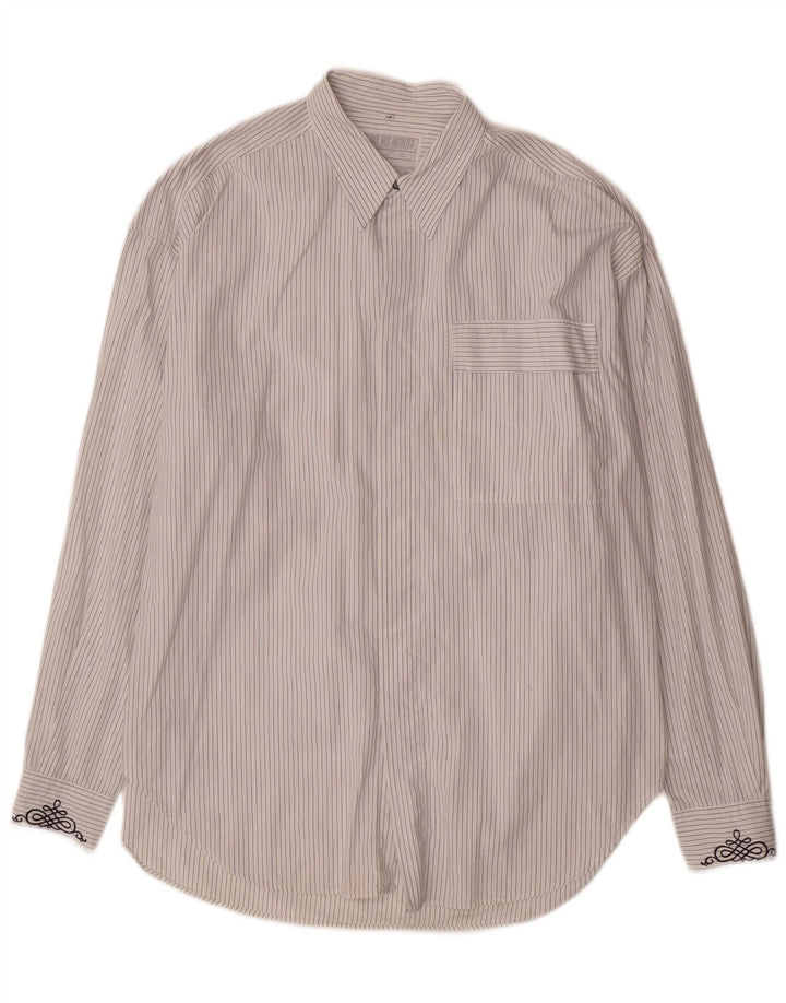 Camicia da uomo VINTAGE XL in cotone gessato bianco