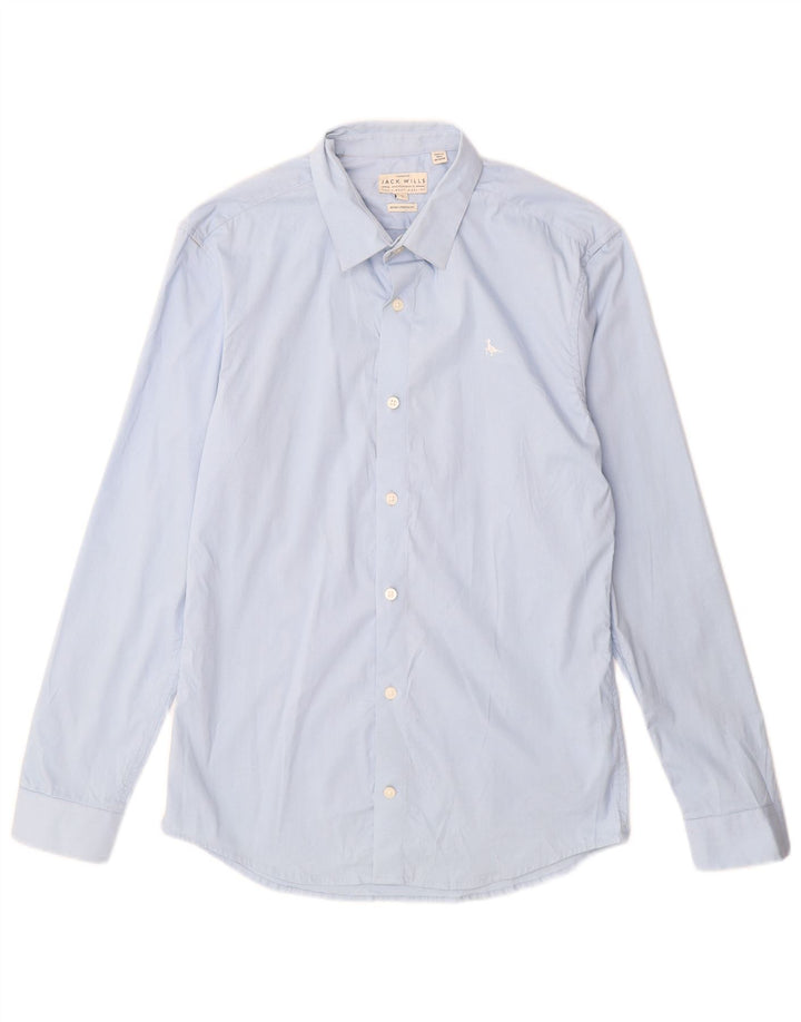 JACK WILLS Camicia da uomo skinny fit in cotone blu medio