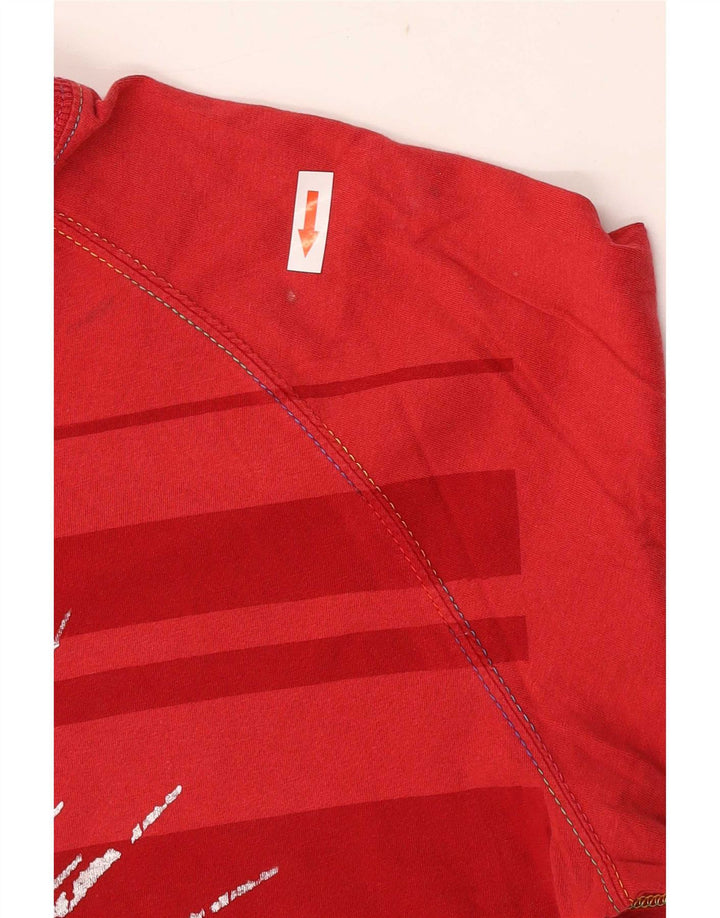 Jack & Jones Top grafico da uomo a maniche lunghe grande in cotone rosso
