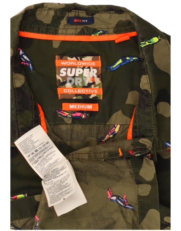 Camicia a maniche corte da uomo Superdry Box Fit in cotone mimetico kaki medio