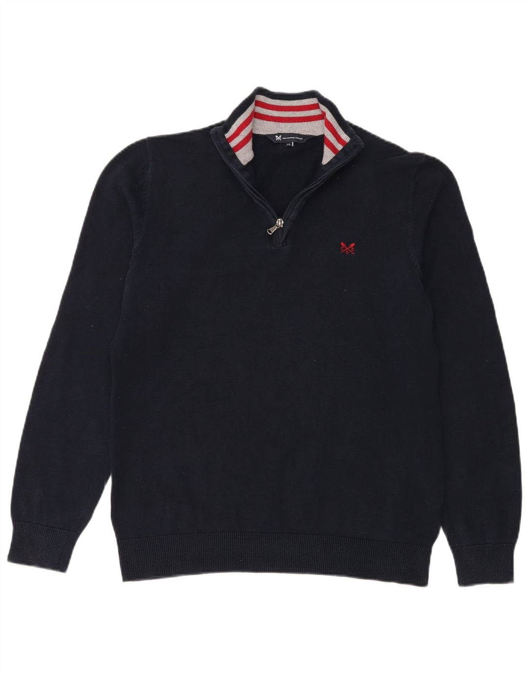 Crew Clothing Maglione da uomo con collo con zip, cotone medio blu navy