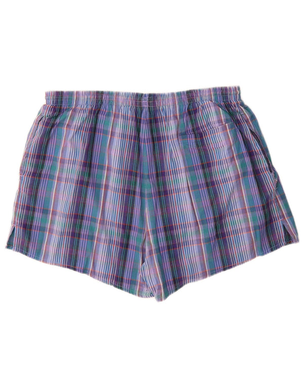 Pantaloncini da bagno da uomo ADIDAS grandi in cotone a quadri blu