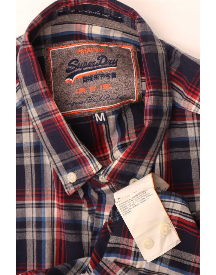 Camicia da uomo in flanella Superdry, cotone a quadri blu navy medio