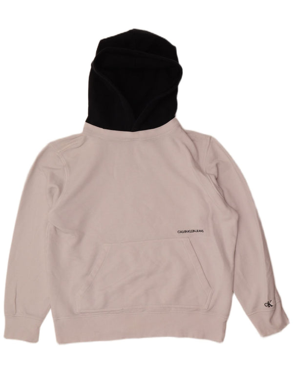 Maglione con cappuccio da uomo Calvin Klein Jeans XL in cotone color block bianco