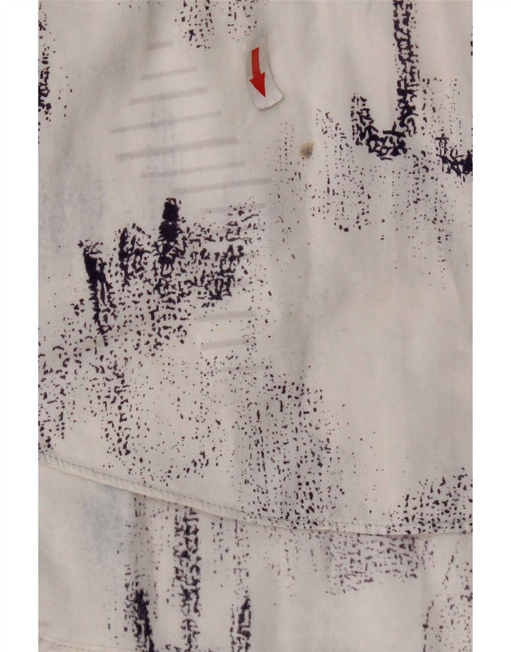 Camicia a maniche corte grafica vintage da uomo grande in cotone bianco