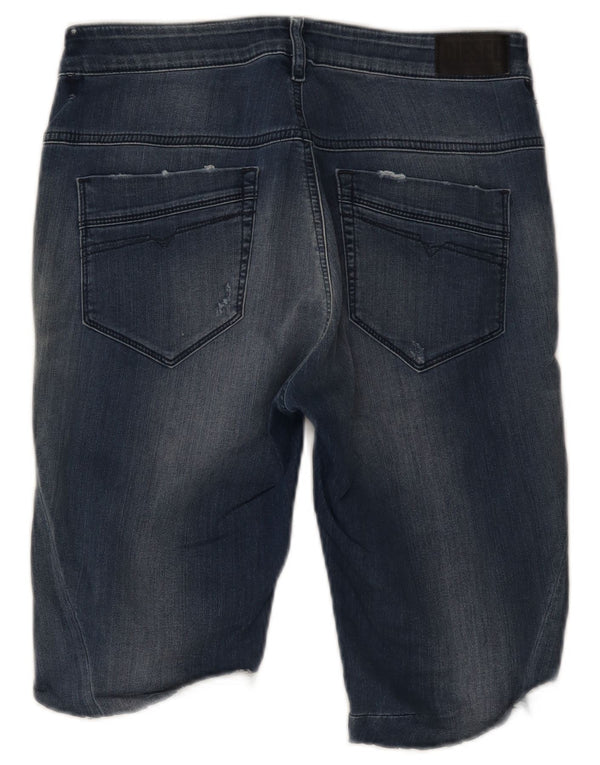 Pantaloncini di jeans invecchiati da donna Diesel W27 piccoli in cotone blu