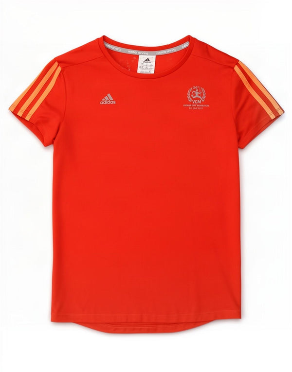 Adidas T-shirt grafica da corsa da donna Top UK 12/14 Poliestere arancione medio