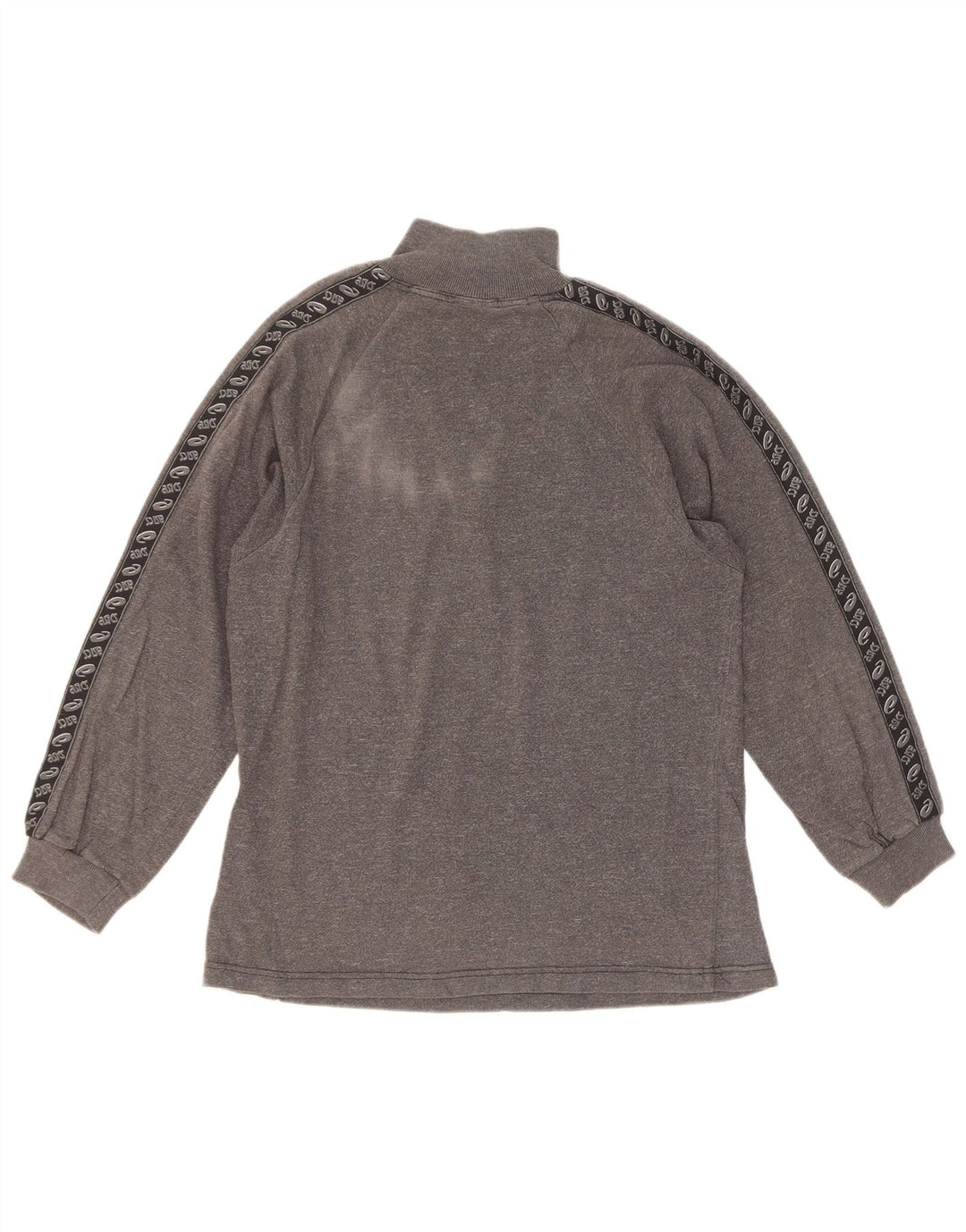 Asics Top da uomo con zip e collo grafico a maniche lunghe piccolo color grigio