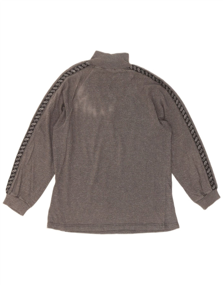 Asics Top da uomo con zip e collo grafico a maniche lunghe piccolo color grigio