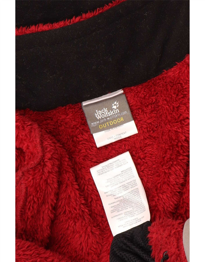 Giacca a vento con cappuccio da donna Jack Wolfskin UK 12 Medium Red Colourblock