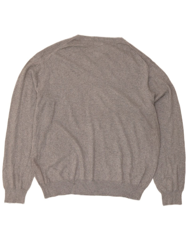 Maglione maglione con scollo a V da uomo Chaps 2XL cotone grigio