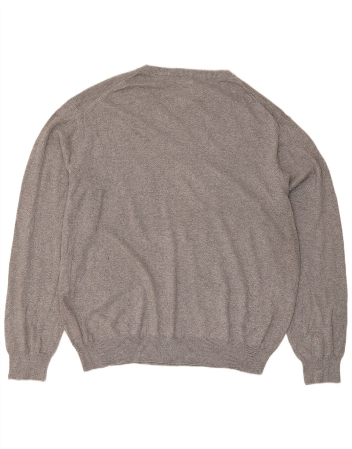 Maglione maglione con scollo a V da uomo Chaps 2XL cotone grigio