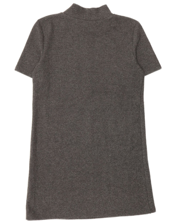 Abito maglione a maniche corte da donna Zara UK 10 piccolo poliestere grigio