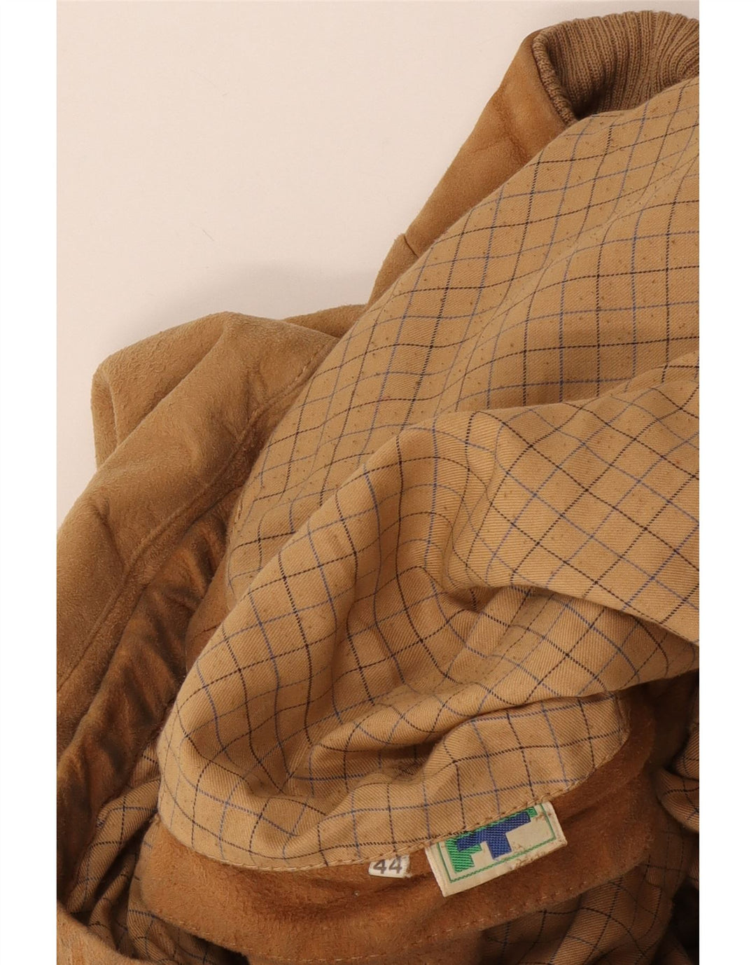 Giacca vintage da donna in pelle scamosciata IT 44 Beige medio