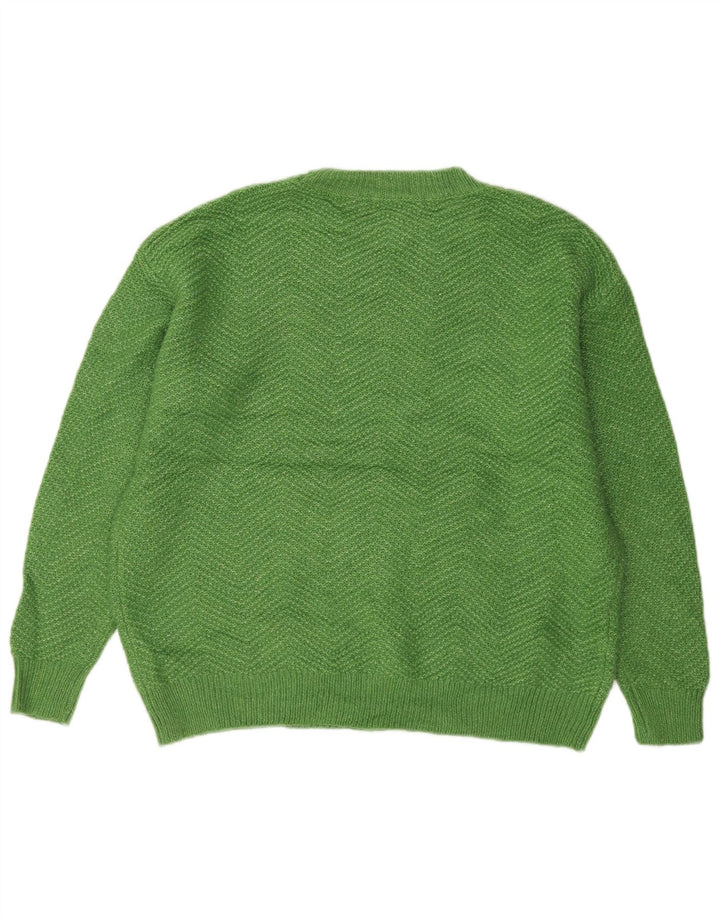 Maglione maglione girocollo da uomo Marks & Spencer verde medio chevron acrilico