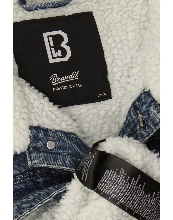 BRANDIT Giacca in denim Sherpa da uomo UK 40 grande cotone blu