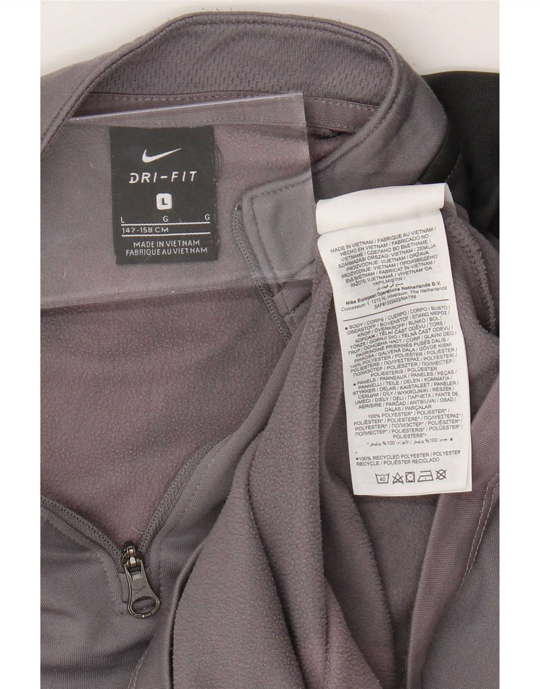 Top della tuta pullover Nike da ragazzo Dri Fit 12-13 anni Large Grigio Colourblock