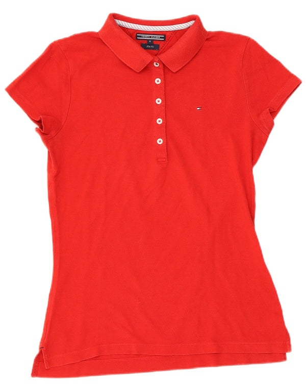 TOMMY HILFIGER Polo da donna slim fit UK 12 media rossa