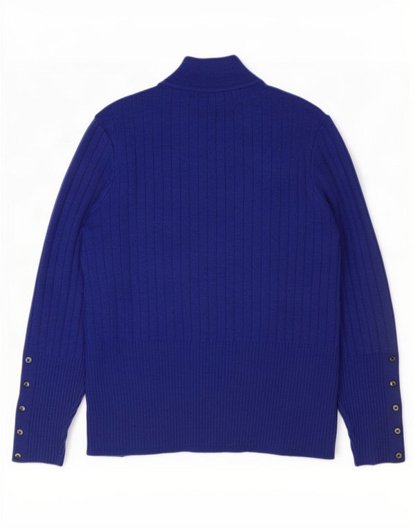 Maglione maglione a collo alto da donna Marks & Spencer UK 16 grande viscosa blu