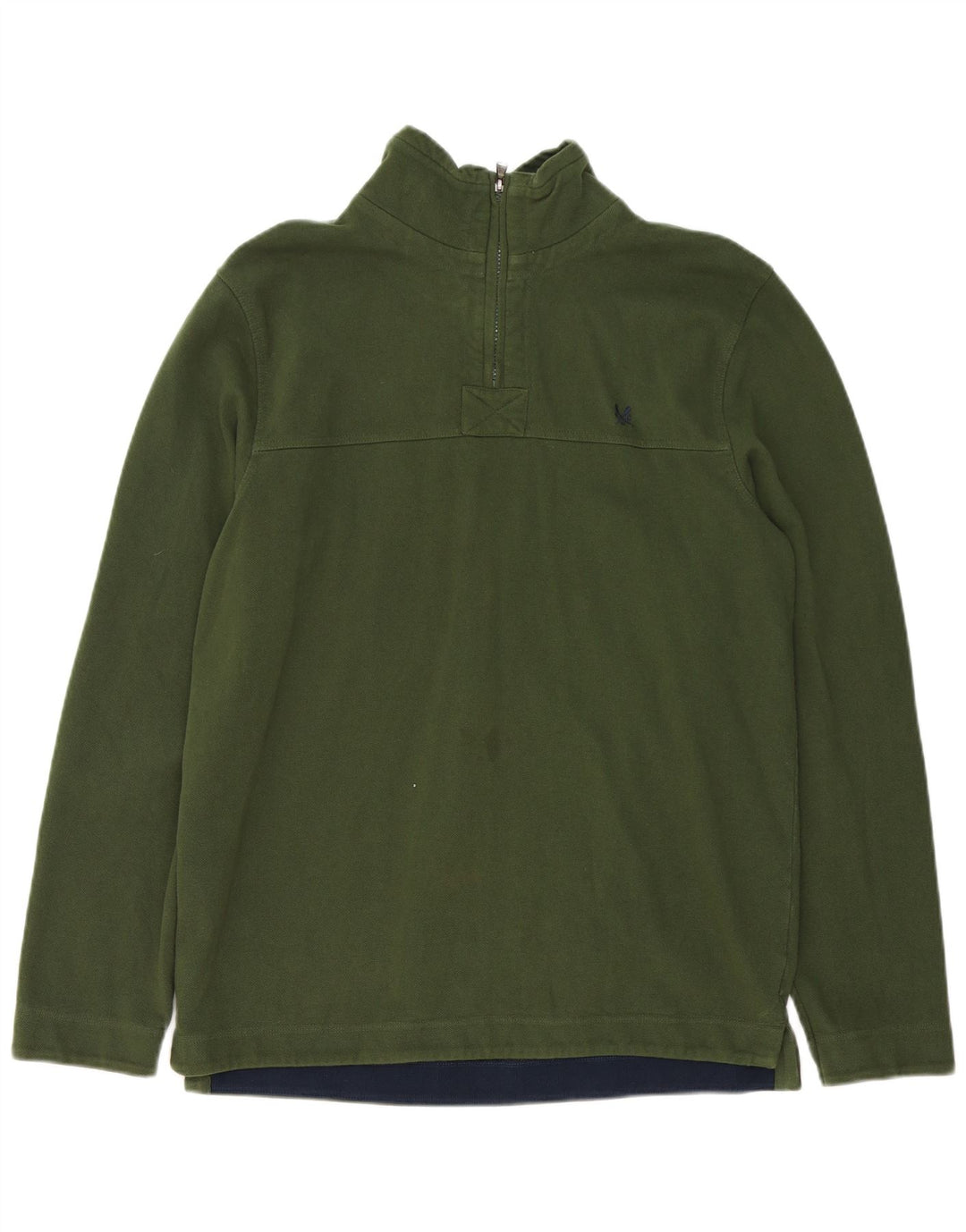 Crew Clothing Felpa con collo con zip da uomo Maglione in cotone verde medio