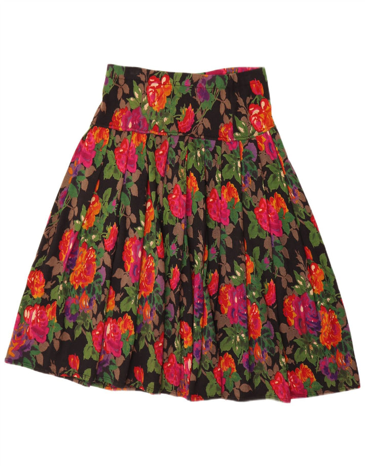 Gonna a pieghe vintage da donna W34 grande floreale multicolore