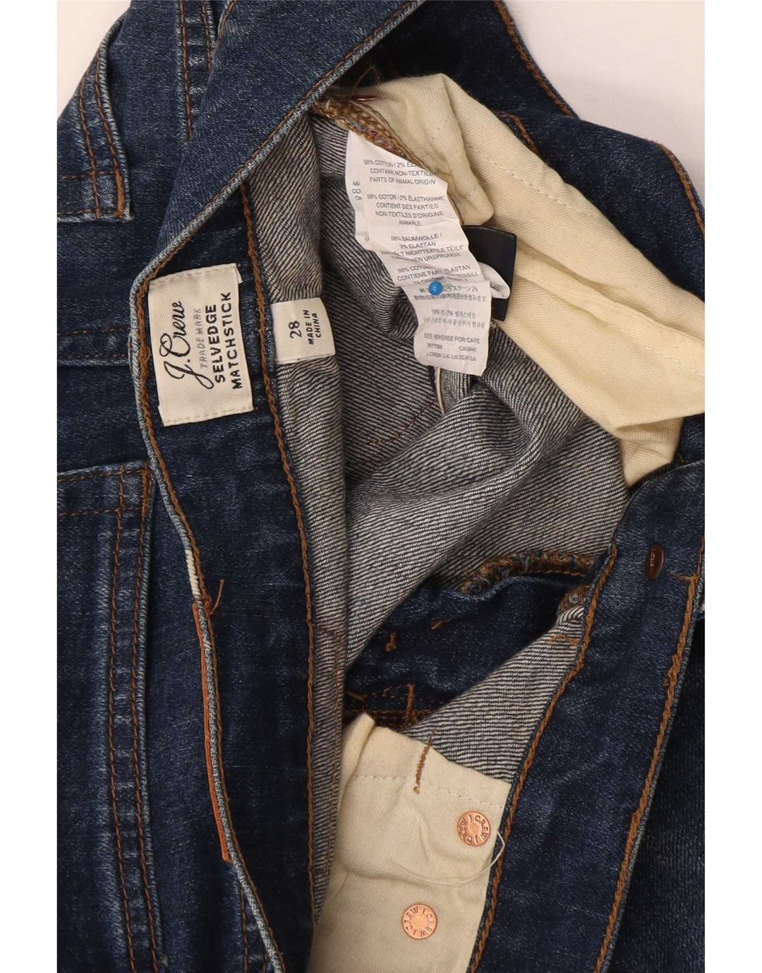 Jeans dritti da uomo J. Crew Matchstick W28 L28 cotone blu