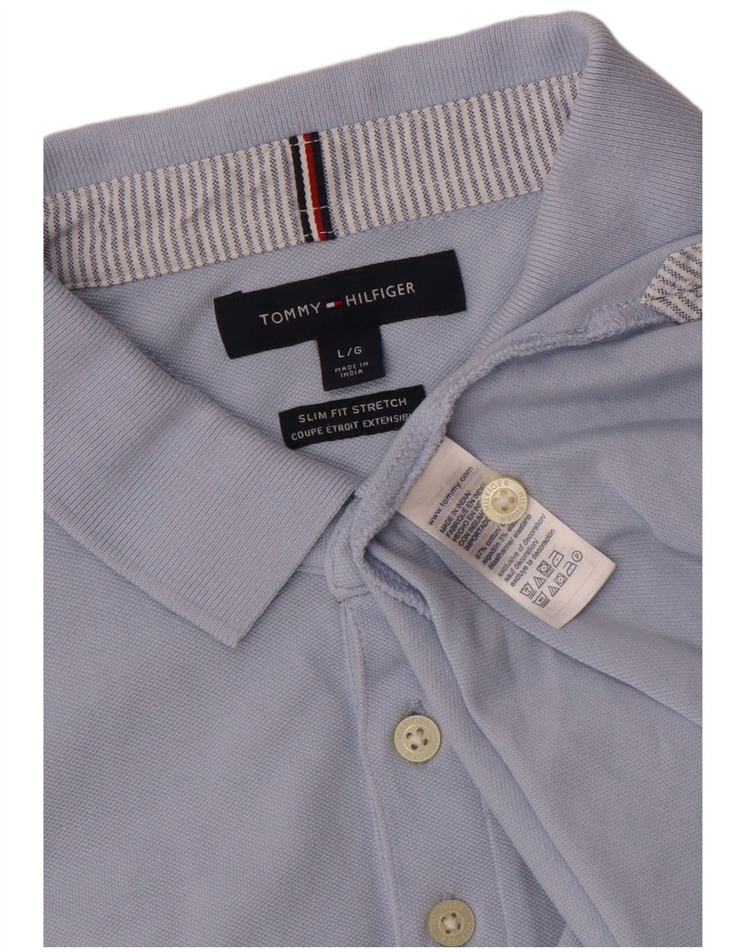 Polo slim fit da uomo Tommy Hilfiger grande in cotone blu