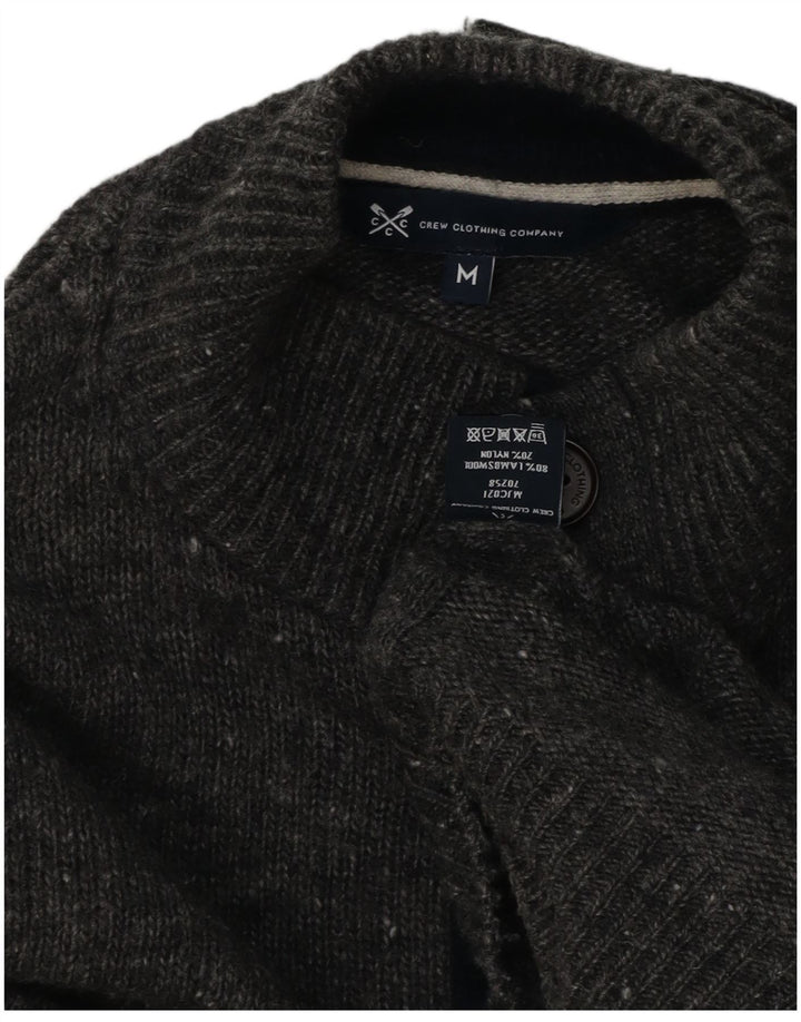 Crew Clothing Maglione da uomo con bottoni e collo in lana d'agnello screziata grigio medio