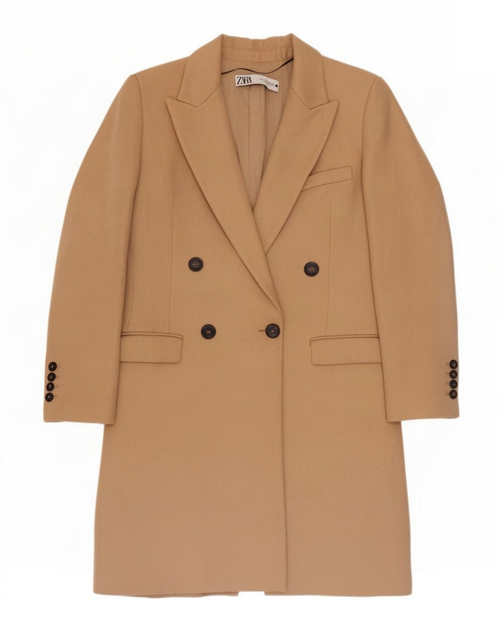 Cappotto doppiopetto da donna Zara UK 10 piccolo poliestere beige