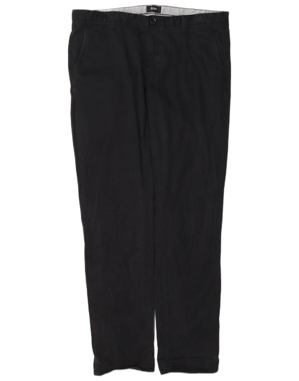 Pantaloni chino dritti da uomo Hugo Boss EU 52 XL W36 L32 cotone blu navy