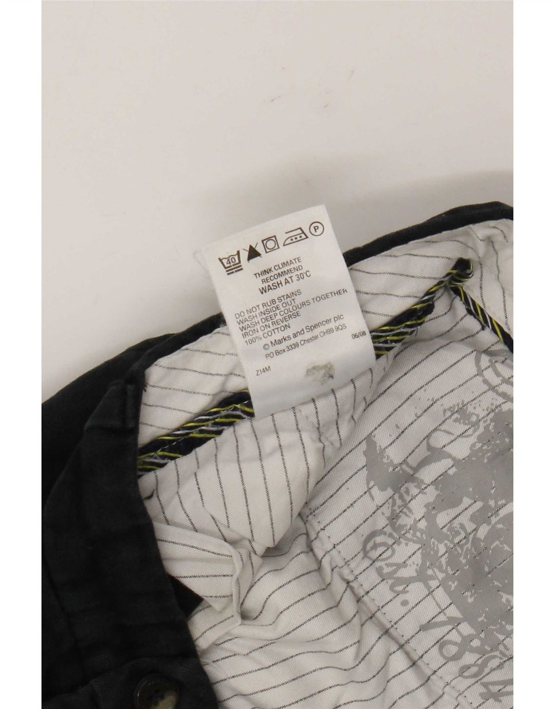 Pantaloni chino da uomo Marks & Spencer blu Harbour W34 L29 cotone nero