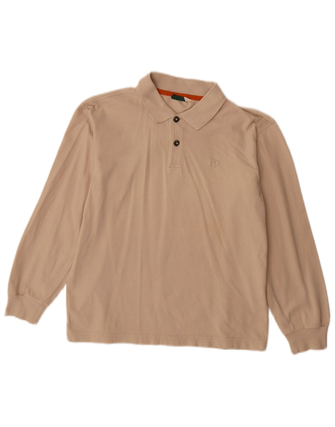 INVICTA Mens Long Sleeve Polo Shirt Small Beige Cotton