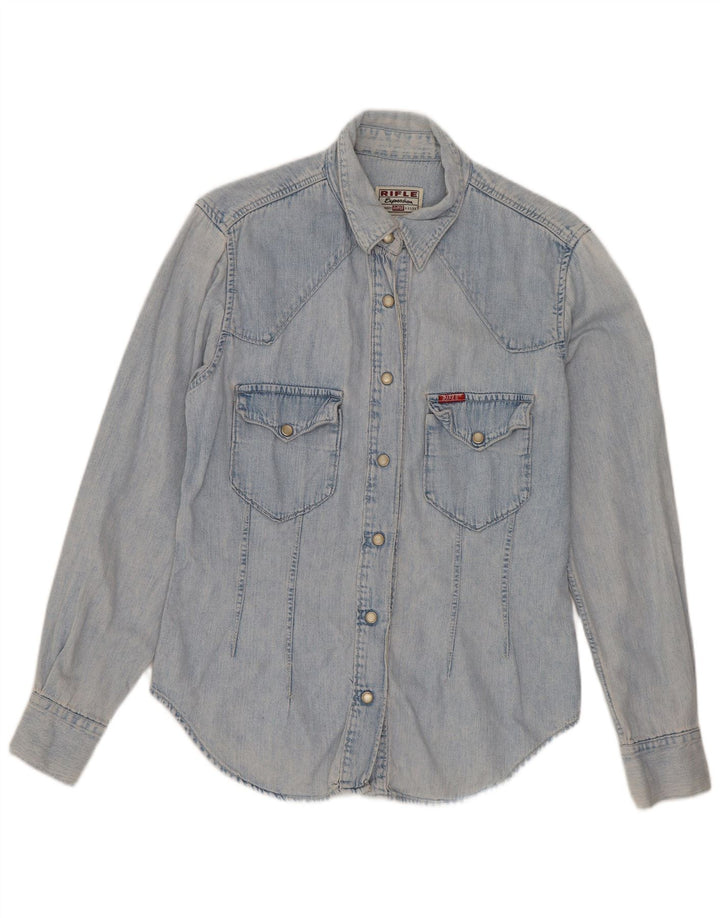 Camicia di jeans da donna Rifle UK 14 Cotone blu medio