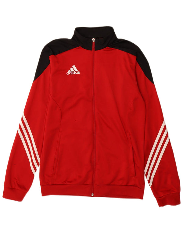 Giacca da ginnastica da uomo Adidas Small in poliestere color block rosso