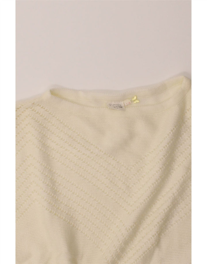 VINTAGE Womens Boat Neck Jumper Sweater EU 38 Medium Off White Polyacrylic Vintage Vintage and Second-Hand Vintage from Messina Hembry 