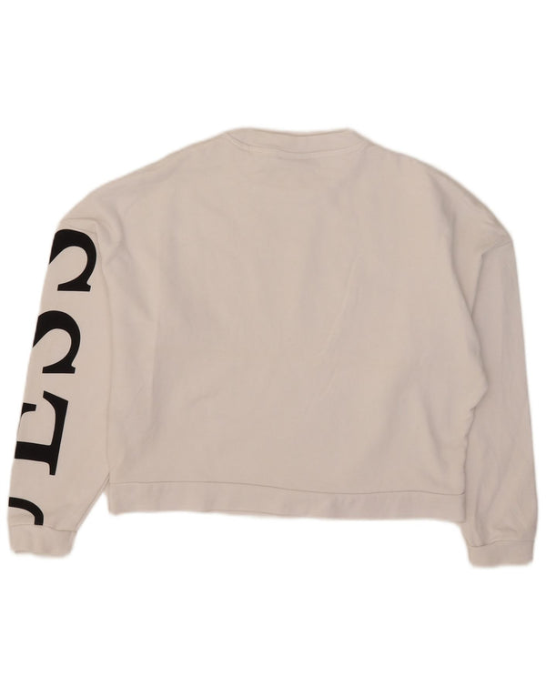 Guess Felpa con grafica corta oversize da donna UK 6 XS Cotone bianco