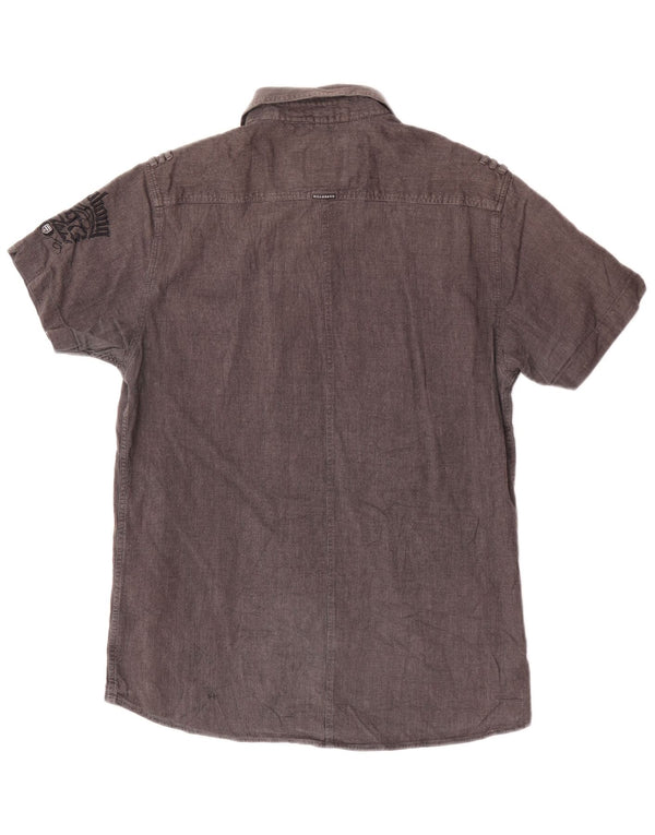 Camicia grafica a maniche corte da uomo Billabong in cotone grigio medio