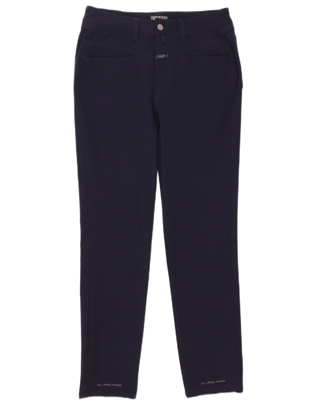Pantaloni casual slim da uomo chiusi W30 L30 blu navy in poliammide