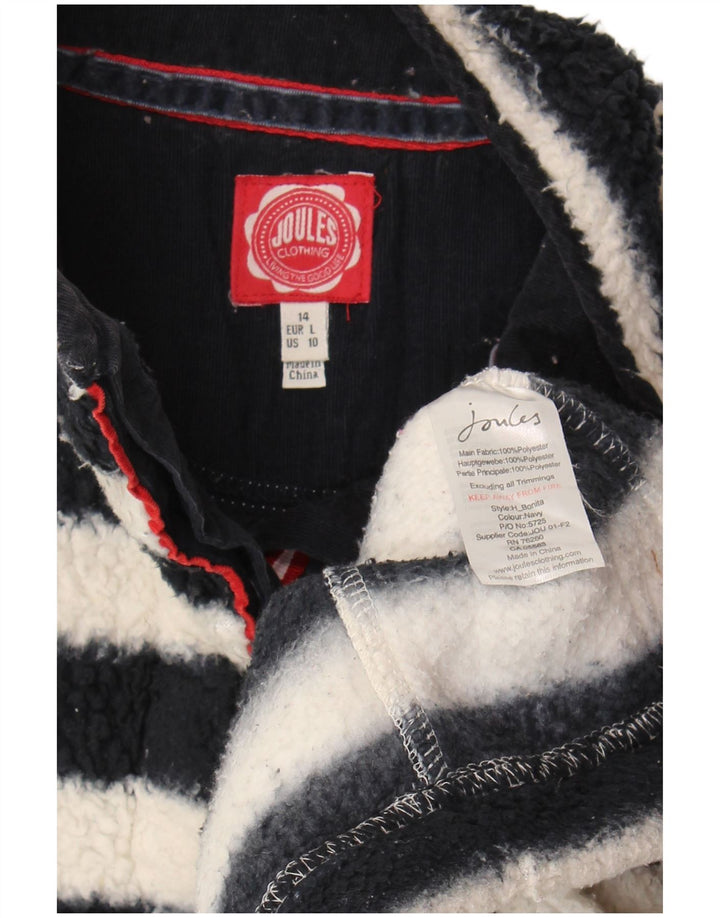Joules Maglione in pile oversize da donna UK 14 Grande poliestere a righe nere