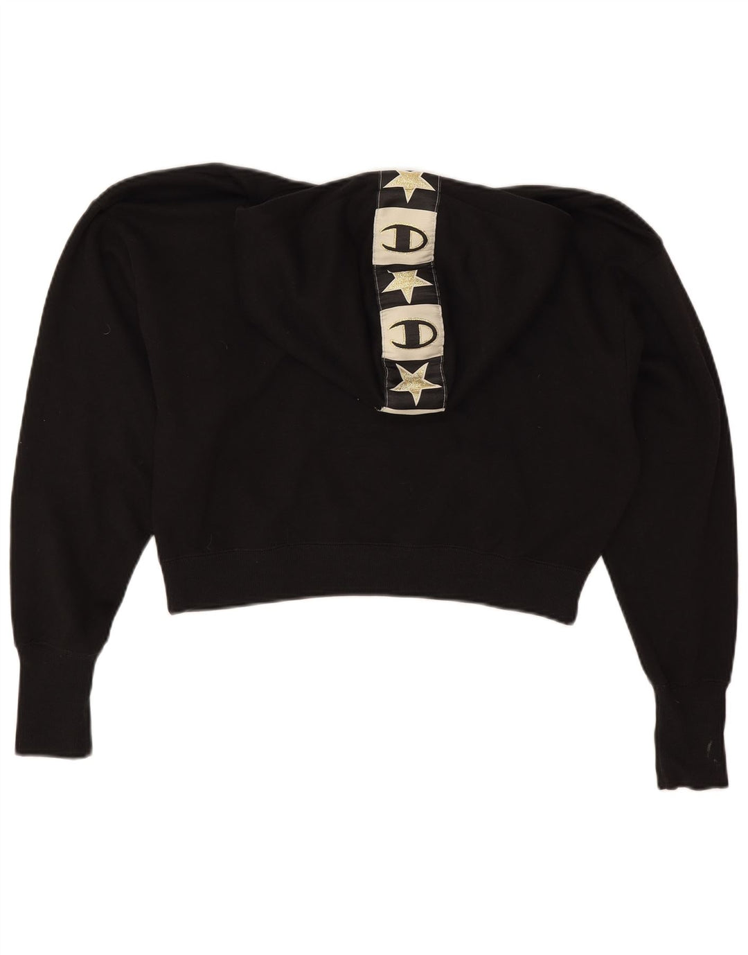 Felpa con cappuccio grafica corta oversize da donna Champion UK 10 piccola nera