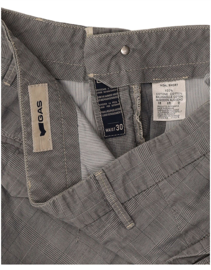 Pantaloncini chino da uomo GAS W30 in cotone a quadri grigio medio