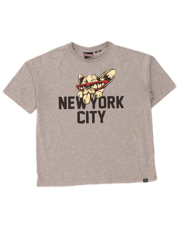 T-shirt grafica da donna Superdry New York City UK 8 Small Grey Flecked